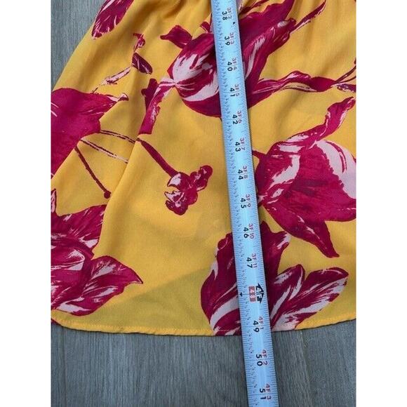 Color Me Courtney Eleanor Wrap Dress Tie Side 3/4 Sleeves V Neck Floral Yellow M - Picture 10 of 11